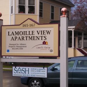 Lamoille Housing carved sign